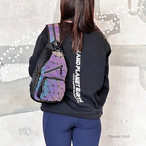 Geometric Holographic Backpack Convertible Chest Bag Daypack Travel main image 4